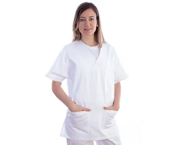 Jachetă - bumbac/poliester - unisex XS alb