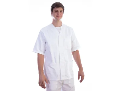 Jachetă cu nasturi - bumbac/poliester - unisex M alb