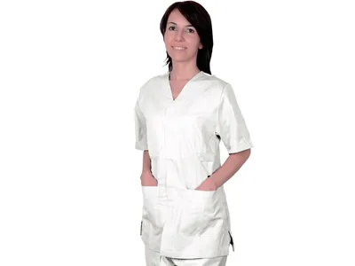 Jachetă cu nasturi - bumbac/poliester - unisex L alb