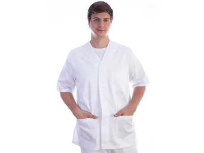 Jachetă cu nasturi - bumbac/poliester - unisex XXL alb