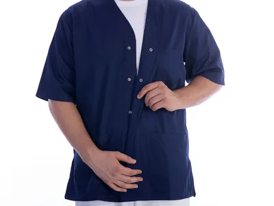 Jachetă cu nasturi - bumbac/poliester - unisex M albastru navy