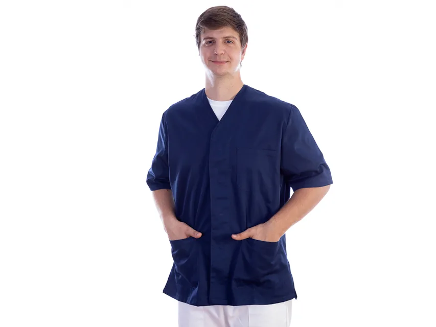 Jachetă cu nituri - bumbac/poliester - unisex L albastru navy