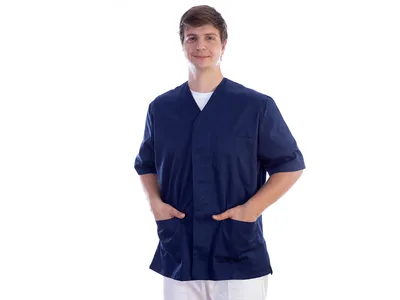 Jachetă cu nasturi - bumbac/poliester - unisex XXL albastru navy
