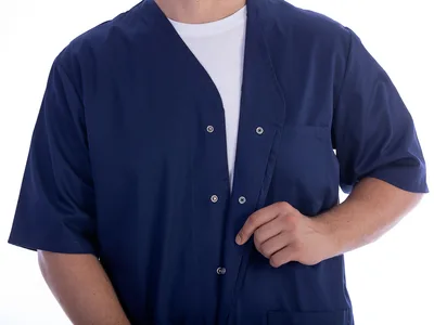 Jachetă cu nasturi - bumbac/poliester - unisex XXL albastru navy