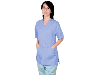 Jachetă cu nasturi - bumbac/poliester - unisex XS albastru deschis