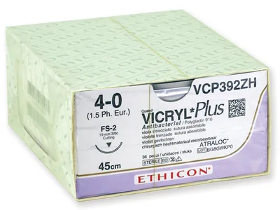 Ethicon Vicryl Plus cusături rezorbabile - gauge 4/0 ac 19 mm - împletit