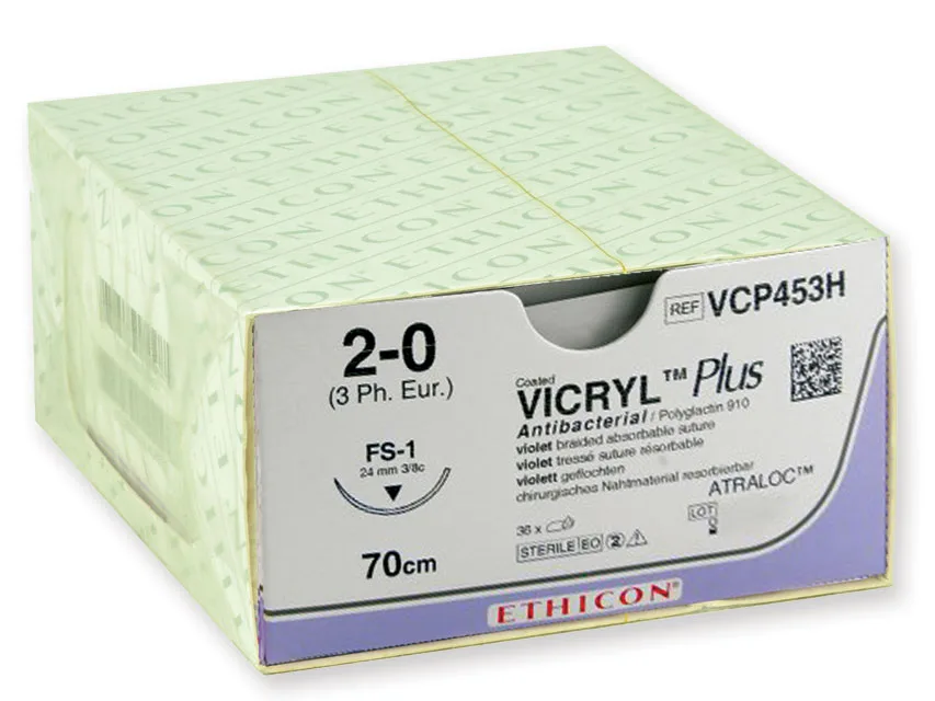 Vicryl Plus - fire absorbabile 2/0, ac 24 mm - împletite
