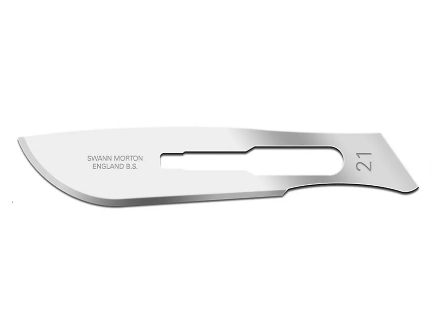 Lame oțel carbon Swann-Morton nr. 21 - sterile