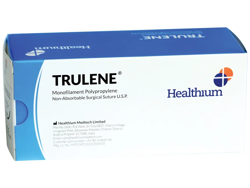 Fir de suturare TRULENE neabsorbabil gauge 6/0 cerc 3/8 ac 13mm - 45cm - albastru