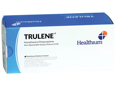 Fir de suturare TRULENE neabsorbabil gauge 6/0 cerc 3/8 ac 13mm - 45cm - albastru