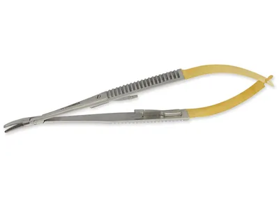 Suportul de ac Castroviejo GOLD curbat - 21 cm - vârf rugos