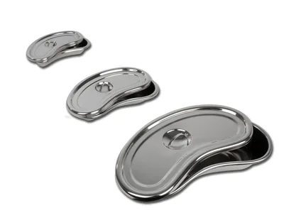 Tavă rinichi din inox cu capac - 200x95x35 mm