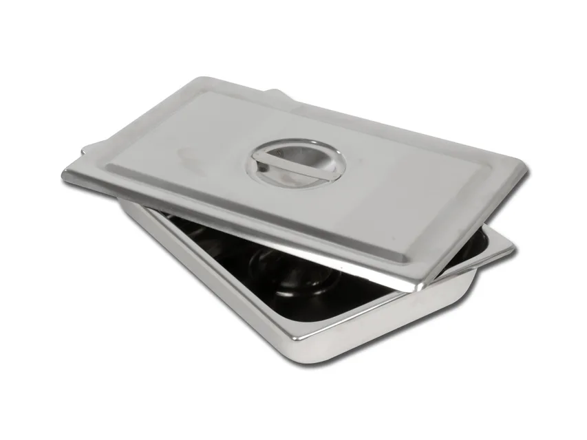 Tavă pentru instrumente din oțel inoxidabil cu capac - 306x196x50 mm