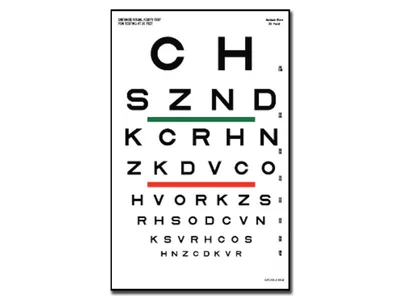 Tablă de acuitate vizuală Sloan - 6 m 23x35.5 cm