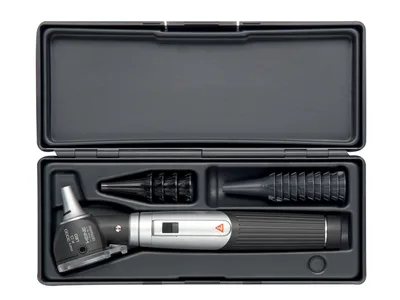 Otoscop HEINE MINI 3000 F.O. LED cu vârfuri reutilizabile și geabanță - negru - D-885.20.021