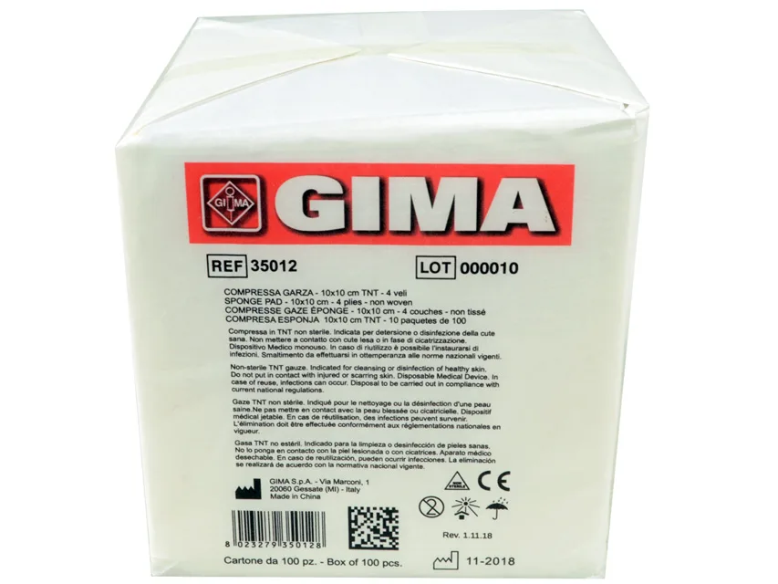 Tampoane din țesut non-woven - 10x10 cm - 4 straturi - 10 pachete de 100