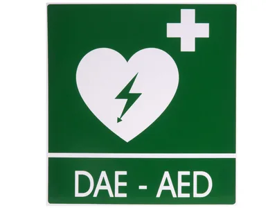 Semn aluminiu DAE-AED 29x36 cm pentru defibrilatoare