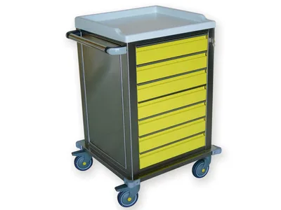 Cărucior modular din oțel inoxidabil cu 7 sertare mici